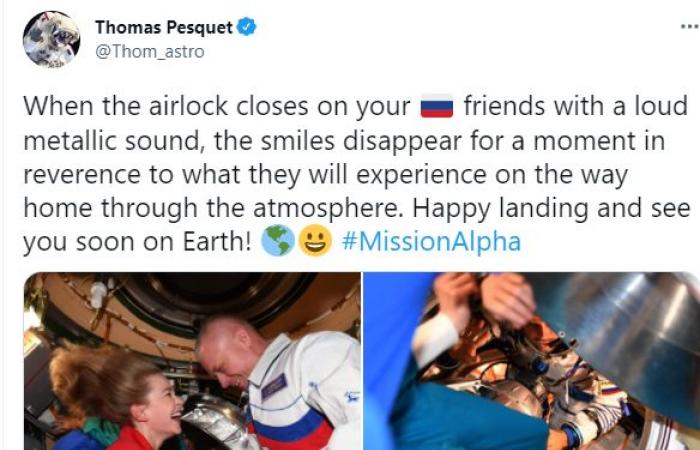 لحظة مغادرة الفريق السينمائى الروسى لمحطة الفضاء الدولية وعودته للأرض