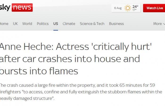 إصابة آن هيشى بعد اشتعال النيران بسيارتها إثر اصطدامها بمنزل فى لوس أنجلوس
