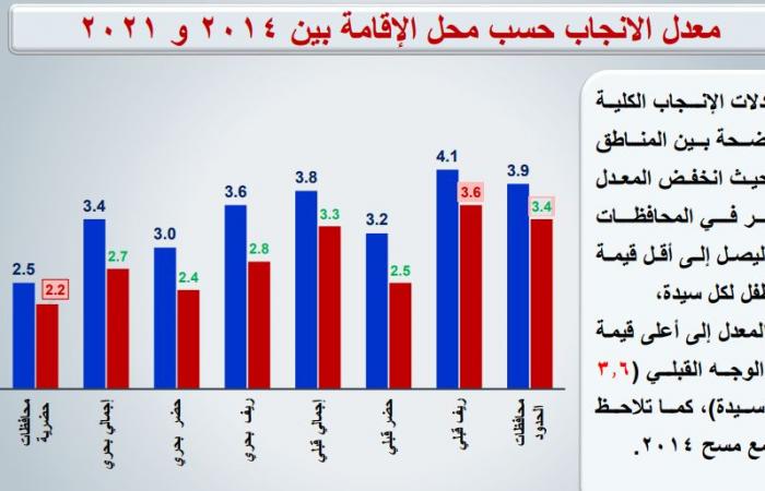 كيف تراجع معدل الإنجاب فى مصر لـ2.85 طفل لكل سيدة وارتفع بالصعيد.. إنفوجراف
