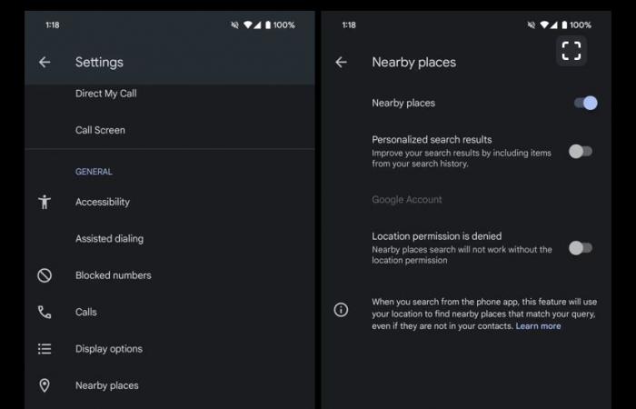 تطبيق Google Phone يزيل ميزة البحث عن الأماكن القريبة
